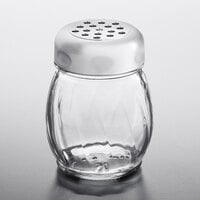 Tablecraft 6 oz. Glass Swirl Shaker with Chrome Plated Perforated Top - 12/Case