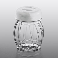 Tablecraft 6 oz. Clear Tritan Plastic Swirl Shaker with White Slotted Top - 12/Case
