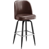 Lancaster Table & Seating Dark Brown Barstool with 19" Wide Bucket Seat