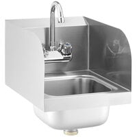 Steelton 12 inch x 16 inch Wall Mounted Hand Sink with Gooseneck Faucet and Side Splashes