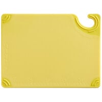 San Jamar Saf-T-Grip® 12 inch x 9 inch x 3/8 inch Yellow Cutting Board with Hook CBG912YL