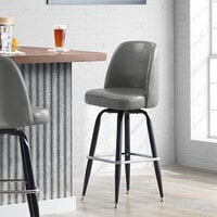 Lancaster Table & Seating Gray Barstool with 19 inch Wide Bucket Seat