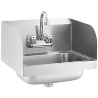 12-inch Commercial Stainless Steel Hand Sink with Side Splashes 