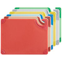 San Jamar Saf-T-Grip® 12" x 9" x 3/8" 6-Piece Color-Coded Cutting Board with Hook System