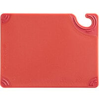 San Jamar Saf-T-Grip® 12 inch x 9 inch x 3/8 inch Red Cutting Board with Hook CBG912RD