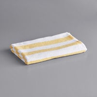 Oxford Classic 30 inch x 60 inch Yellow Stripes 100% Cotton Cabana Pool Towel 9 lb. - 36/Case
