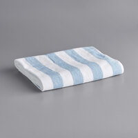 Oxford Resistenzia 30 inch x 70 inch Blue Stripes Cotton / Poly Cabana Pool Towel 15 lb. - 24/Case