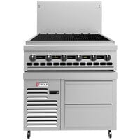 Wolf Challenger XL Series C36R-36CBP 36 inch Liquid Propane Charbroiler with Refrigerated Base