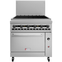 Wolf Challenger XL Series C36C-36CBP 36 inch Liquid Propane Charbroiler with Convection Oven Base