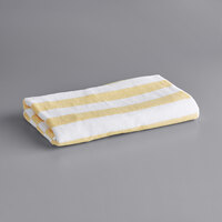 Oxford Resistenzia 30 inch x 70 inch Yellow Stripes Cotton / Poly Cabana Pool Towel 15 lb. - 24/Case