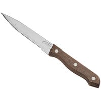 Choice 5 inch Steak Knife with Dark Brown Wood Handle - 12/Pack