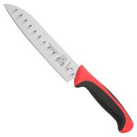 Mercer Culinary M22707RD Millennia Colors® 7 inch Granton Edge Santoku Knife with Red Handle