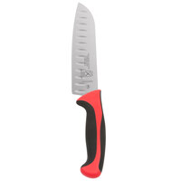 Mercer Culinary M22707RD Millennia® 7 inch Granton Edge Santoku Knife with Red Handle