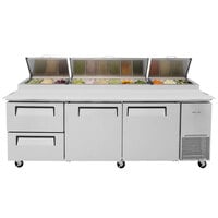 Turbo Air TPR-93SD-D2-N 93 inch Pizza Prep Table with 2 Doors and 2 Drawers