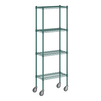 Regency 12" Wide NSF Green Epoxy 4-Shelf Kit with 64" Posts and Casters