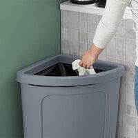 Lavex Janitorial 21 Gallon Gray Corner Round Rim Top Trash Can Lid