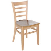 BFM Seating Berkeley Natural Beechwood Ladder Back Side Chair with Autumn Ash Wood Seat