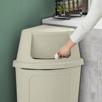 Lavex Janitorial 21 Gallon Beige Corner Round Push Door Trash Can Lid