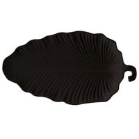 GET LE-2514-BK 25 inch x 13 3/4 inch Black Sonoma Melamine Leaf Platter - 6/Case
