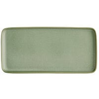 Acopa Pangea 13 inch x 6 1/2 inch Sage Matte Rectangular Porcelain Platter - 6/Case