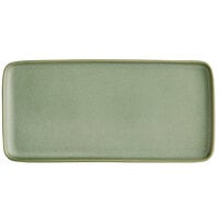 Acopa Pangea 13" x 6 1/2" Sage Matte Rectangular Porcelain Platter - 6/Case