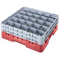 Cambro 25S534163 Camrack 6 1/8 inch High Customizable Red 25 Compartment Glass Rack