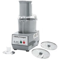 Robot Coupe R101P 2 Qt. / 1.9 Liter Gray Batch Bowl Food Processor with Vegetable Prep Lid Chute & 2 Discs - 3/4 hp