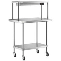 Regency 24 inch x 36 inch Expeditor Table with Single Overshelf, Strip Warmer, and 1 Undershelf