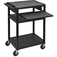 Luxor 34 inch x 24 inch x 18 inch Three-Shelf A/V Cart with Electric Assembly and Pullout Shelf - LP34LE-B