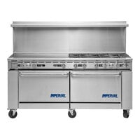 Imperial Range Pro Series IR-6-G36 72" Natural Gas 6 Burner Range with 36" Griddle and 2 Standard Ovens - 322,000 BTU