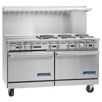 Imperial Range Pro Series IR-4-G36T-E 60 inch Electric Range with 4 Round Plates, 36 inch Griddle, and 2 Standard Ovens - 208V, 3 Phase