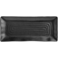 Acopa Izumi 12" x 5 3/8" Matte Black Melamine Platter - 12/Pack