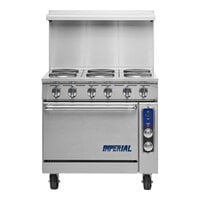 Imperial Range Pro Series IR-6-E-C 36" Electric Range with 6 Round Plates and Convection Oven - 240V, 1 Phase, 17.3 kW