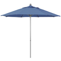 California Umbrella Summit Series 9' Push Lift Umbrella with 1 1/2 inch Gray Anodized Aluminum Pole - Olefin Canopy - Capri Fabric