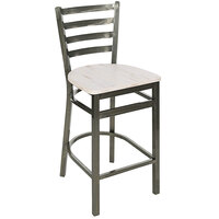 BFM Seating Lima Clear Coated Steel Counter Height Barstool with Relic Antique Wash Seat
