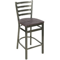 BFM Seating Lima Clear Coated Steel Counter Height Barstool with Relic Rustic Copper Seat