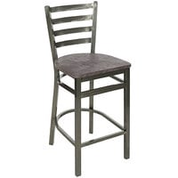 BFM Seating Lima Clear Coated Steel Counter Height Barstool with Relic Rustic Copper Seat