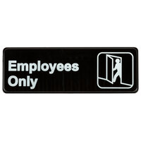 Employees Only Sign - Black and White, 9" x 3"