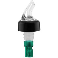 Franmara Bar-Pro .75 oz. Clear Spout / Green Tail Measured Liquor Pourer with Collar 8763 BU - 12/Pack