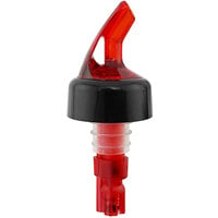Franmara Bar-Pro 1 oz. Red Spout / Red Tail Measured Liquor Pourer with Collar 8755 BU - 12/Pack