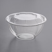 32 oz. Clear Plastic Rose Bowl with Lid - 150/Case