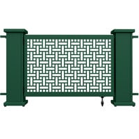 SelectSpace 62" x 10" x 34" Forest Green Square Weave Pattern Gate with Straight Planter Stands