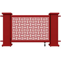 SelectSpace 62" x 10" x 34" Red Square Weave Pattern Gate with Straight Planter Stands
