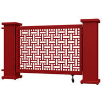 SelectSpace 62" x 10" x 34" Red Square Weave Pattern Gate with Straight and Corner Planter Stands