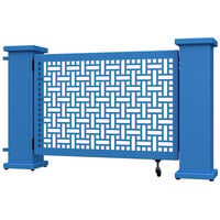 SelectSpace 62" x 10" x 34" Sky Blue Square Weave Pattern Gate with Straight and Corner Planter Stands