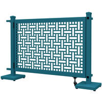 SelectSpace 56" x 10" x 34" Teal Square Weave Pattern Gate with Straight and Corner Stands