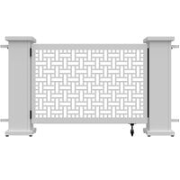 SelectSpace 62" x 10" x 34" White Square Weave Pattern Gate with Straight Planter Stands