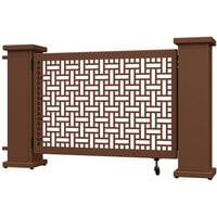 SelectSpace 62" x 10" x 34" Brown Square Weave Pattern Gate with Straight and Corner Planter Stands