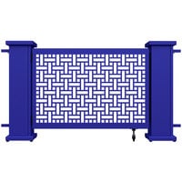 SelectSpace 62" x 10" x 34" Royal Blue Square Weave Pattern Gate with Straight Planter Stands