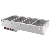 Vollrath 3640610HD Modular Drop In Four Compartment Marine-Grade Hot Food Well with Thermostatic Controls and Standard Drain - 120V, 2500W